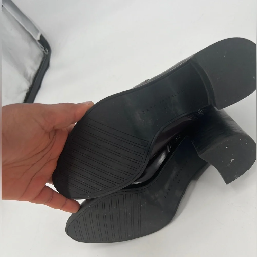 Zara black brown leather boots shoes size 38
